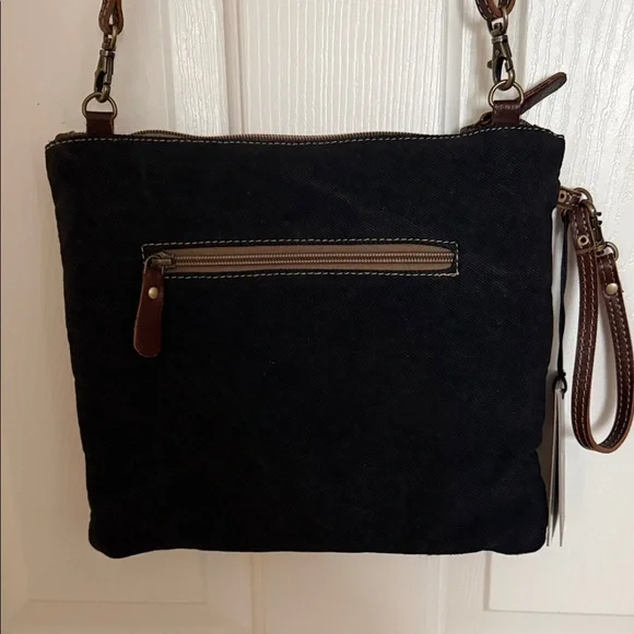 Myra Bag Tan and Blue Crossbody Bag - Picture 2 of 2